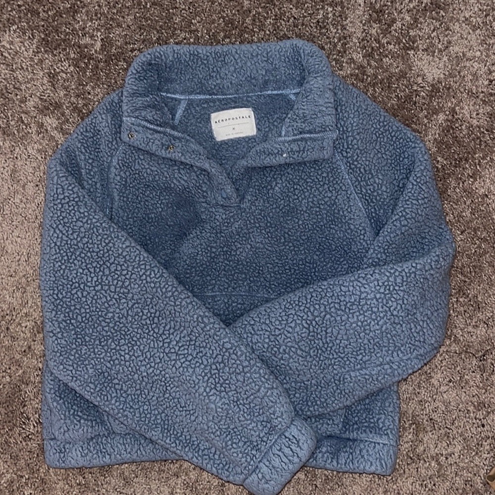 Aeropostale Blue Fluffy Quarter Button Up // SIZE M